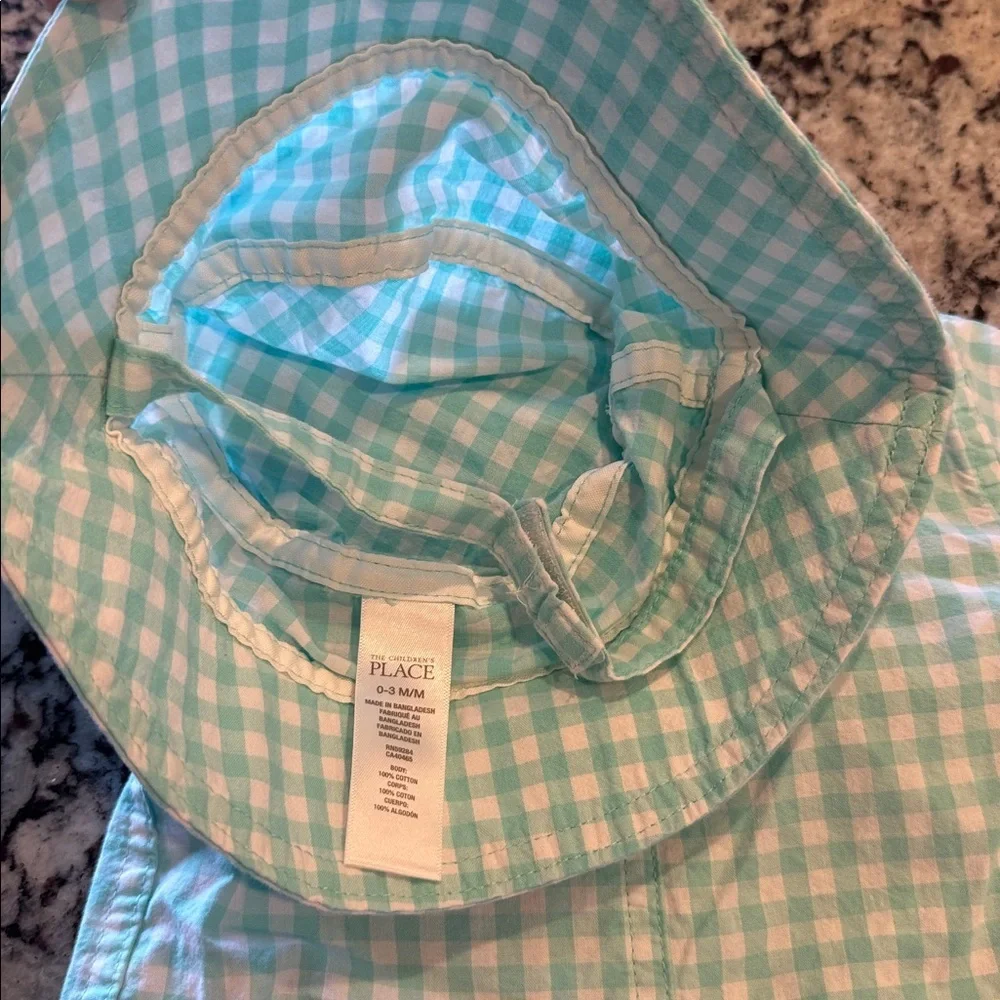 The Children's Place Teal and White Gingham Baby Romper